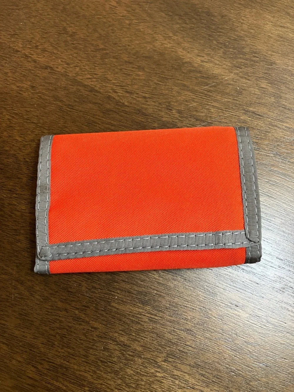 Kids Orange Tri-Fold Wallet with Gray Trim